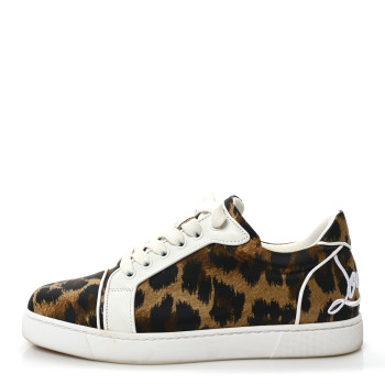 CHRISTIAN LOUBOUTIN Crepe Satin Calfskin Womens Vieira Orlato Flat Sneakers 39 Brown White