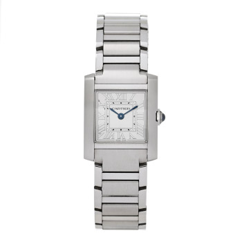 CARTIER Stainless Steel 21mm Tank Francaise Quartz Watch Silver