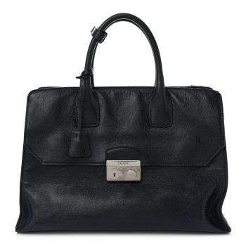 PRADA Glace Calfskin Sound Tote Bag Blue