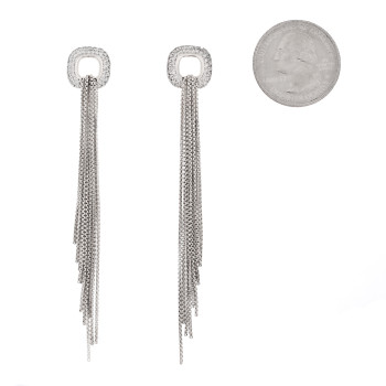 DAVID YURMAN Sterling Silver Pave Diamond Lariat Waterfall Earrings