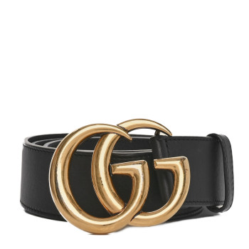 GUCCI Calfskin Double G 30mm Belt 80 32 Black