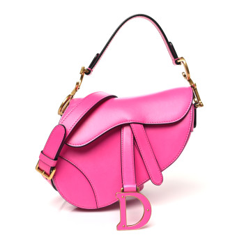 CHRISTIAN DIOR Supple Calfskin Mini Saddle Bag With Strap Passion Pink