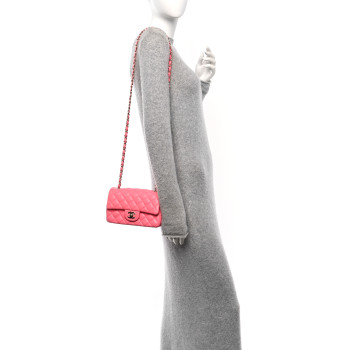 CHANEL Lambskin Quilted Mini Rectangular Flap Pink