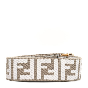 FENDI Jacquard Ribbon Vitello King FF Bi-Color Intreccio Adjustable Strap You Tortora White Anthracite