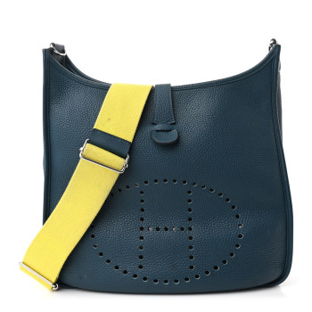 HERMES Taurillon Clemence Amazone Evelyne III GM Colvert Lime
