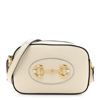 GUCCI Azalea Calfskin Mini Horsebit 1955 Camera Shoulder Bag Mystic White