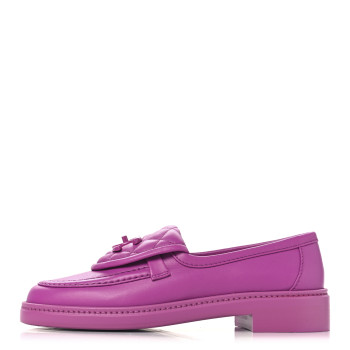 CHANEL Lambskin Quilted CC Turnlock Loafers 35.5 Fuchsia