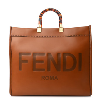FENDI Vitello King Plexiglass Large Fendi Sunshine Shopper Tote Cuoio