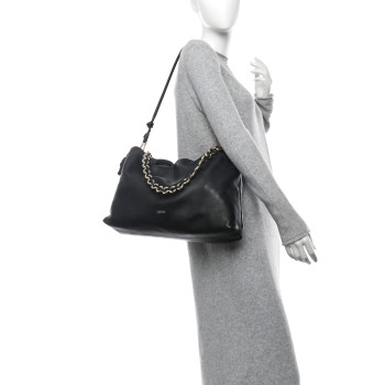 LOEWE Mellow Nappa Donut Chain Large Flamenco Knot Clutch Black