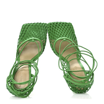 BOTTEGA VENETA Mesh Nappa Stretch Ankle Tie 90mm Sandals 38.5 Grass