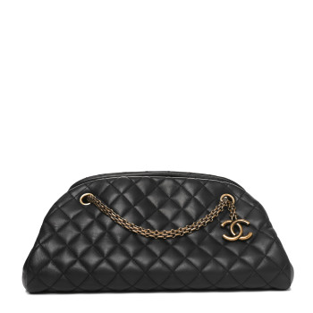 CHANEL Lambskin Quilted Medium Just Mademoiselle Black
