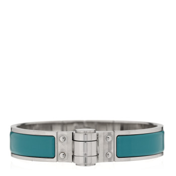 HERMES Enamel Charniere Uni Narrow Hinged Bracelet M Vert Bleuette