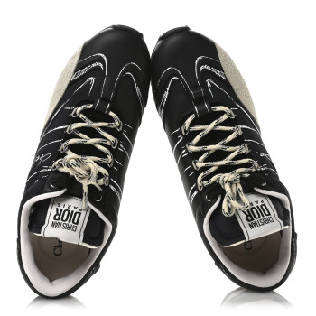 CHRISTIAN DIOR Calfskin Nylon Womens D-Sketch Sneakers 40 Black