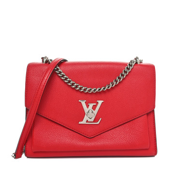 LOUIS VUITTON Soft Calfskin Mylockme Chain Bag BB Rubis