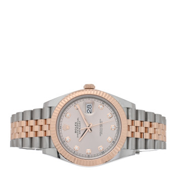 ROLEX Stainless Steel 18K Everose Gold Diamond 41mm Oyster Perpetual Datejust Watch Silver 126331