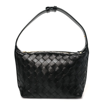 BOTTEGA VENETA Calfskin Nappa Intrecciato Mini Wallace Black BOTTEGA VENETA Calfskin Nappa Intrecciato Mini Wallace Black