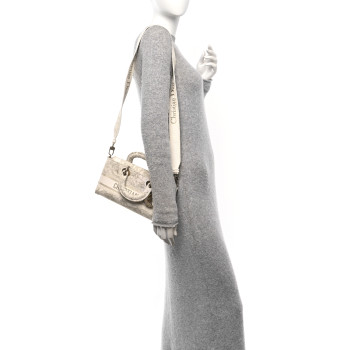 CHRISTIAN DIOR Canvas Embroidered Medium Jardin D'Hiver Lady D-Joy White Gold