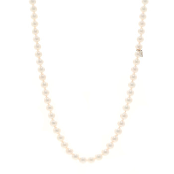 MIKIMOTO 18K White Gold Akoya Cultured Pearl 6.5-7mm Strand Necklace