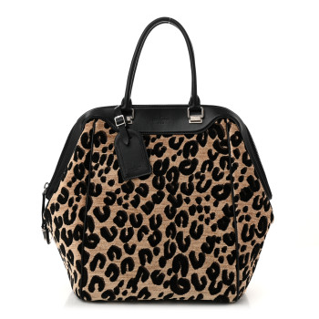 LOUIS VUITTON Jacquard Velvet Leopard Print Stephen Sprouse North South Bag Black