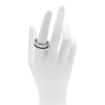 JOHN HARDY Sterling Silver Black Sapphire Black Spinel Modern Chain Band Ring 58 8.5
