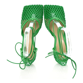 BOTTEGA VENETA Mesh Nappa Stretch Ankle Tie 90mm Sandals 40 Grass