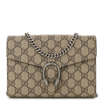 GUCCI GG Supreme Monogram Mini Dionysus Chain Wallet Beige Taupe GUCCI GG Supreme Monogram Mini Dionysus Chain Wallet Beige Taupe