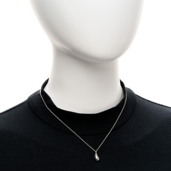 TIFFANY Sterling Silver 12mm Elsa Peretti Teardrop Pendant Necklace
