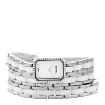 CHANEL Stainless Steel Ceramic Diamond Bezel 16mm Premiere Triple Row Quartz Watch White