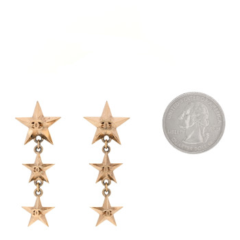 CHANEL Metal CC Triple Star Drop Earrings Gold CHANEL Metal CC Triple Star Drop Earrings Gold
