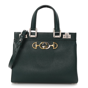 GUCCI Grainy Calfskin Zumi Top Handle Bag Vintage Green