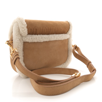 CHRISTIAN DIOR Suede Shearling Medium Bobby Flap Natural
