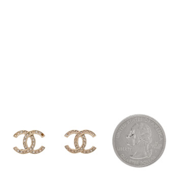 CHANEL Crystal CC Earrings Gold
