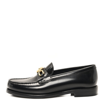 LOUIS VUITTON Glazed Calfskin Chess Flat Loafer 36 Black