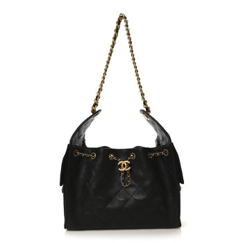 CHANEL Caviar Quilted Small Chanel 25 Handbag Black