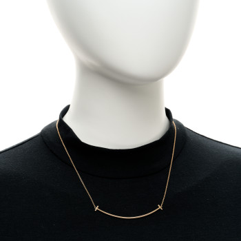 TIFFANY 18K Rose Gold Large T Smile Pendant Necklace