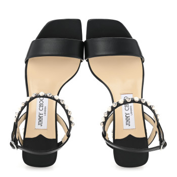 JIMMY CHOO Nappa Dome Studs Aadra 45 Sandals 37 Black