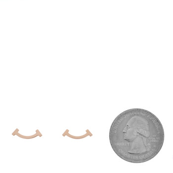 TIFFANY 18K Rose Gold T Smile Stud Earrings