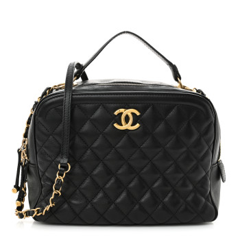 CHANEL Calfskin Quilted CC Medium Vanity Case Black