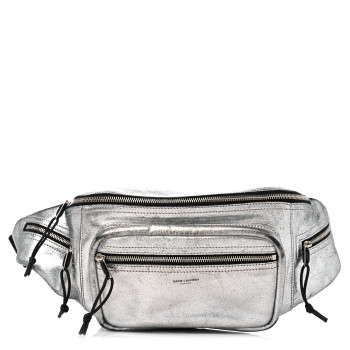 Saint Laurent シルバー メタリック ボディバッグ SAINT LAURENT Metallic Leather Belle De Jour Wristlet Pouch