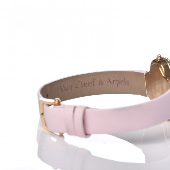 Van Cleef & Arpels ピンクレザーベルト ペルレ ウォッチ、23mm 18K ローズ ゴールド, マザー オブ