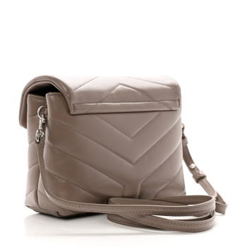 SAINT LAURENT Calfskin Y Quilted Monogram Toy Loulou Crossbody Bag Mink