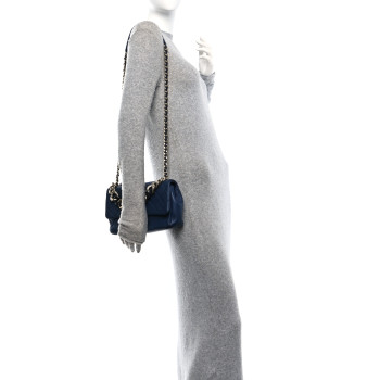 CHANEL Lambskin Quilted Resin Bi-Color Chain Flap Bag Navy