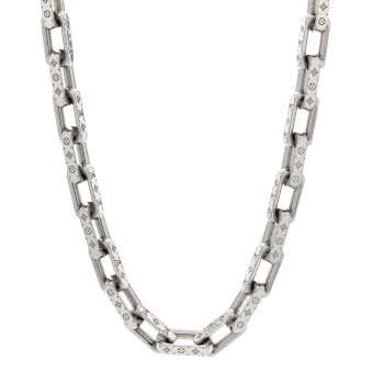 LOUIS VUITTON Monogram Chain Necklace Silver