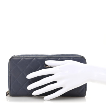 CHANEL Lambskin Quilted Large Gusset Zip Around Wallet Lavender