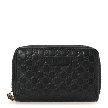 GUCCI Microguccissima Zip Around Card Case Black
