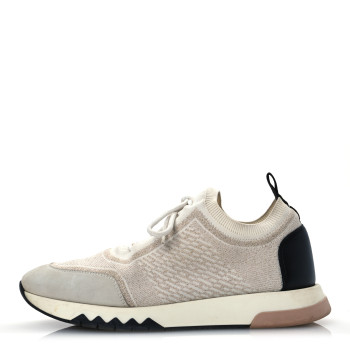HERMES Technical Canvas Goatskin Womens Addict Sneakers 38.5 Multicolor Rose Dore
