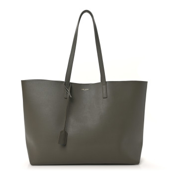 SAINT LAURENT Calfskin Large Shopping Tote Kaki Militaire