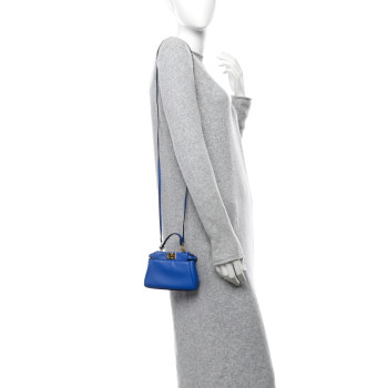 FENDI Nappa Micro Peekaboo Iconic Satchel Bluette