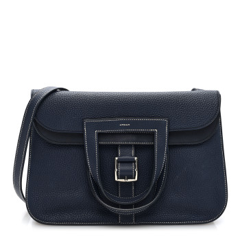 HERMES Taurillon Clemence Halzan 31 GM Bleu Saphir