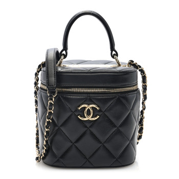 CHANEL Lambskin Quilted Trendy Vanity Case Black